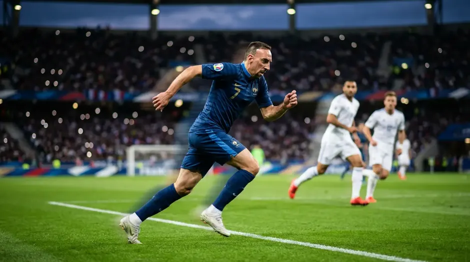 Kylian Mbappé v dresu francouzské reprezentace útočí na branku soupeře