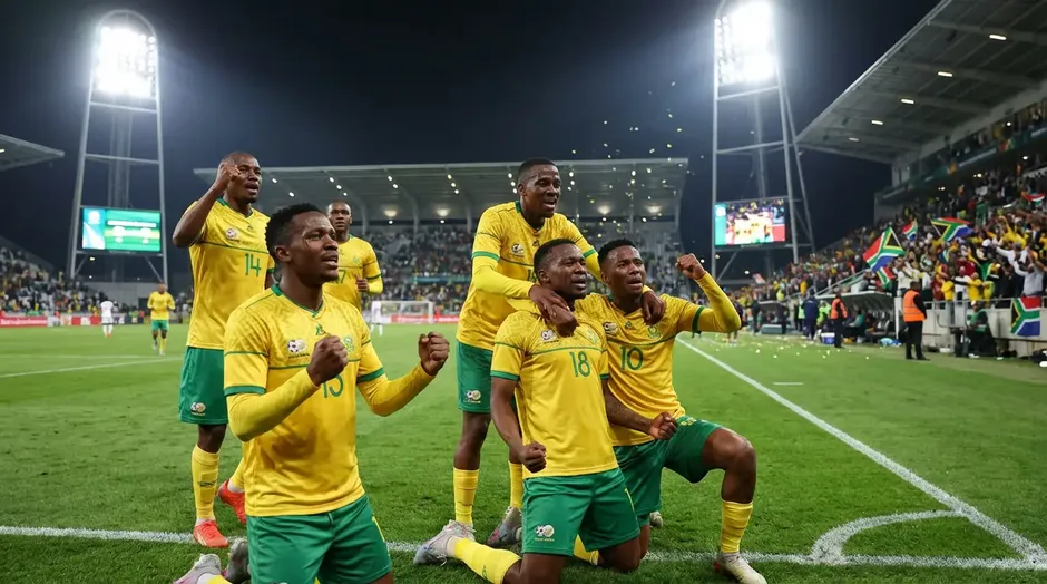 Jihoafrická reprezentace Bafana Bafana nastupuje k zápasu v tradičních žluto-zelených dresech