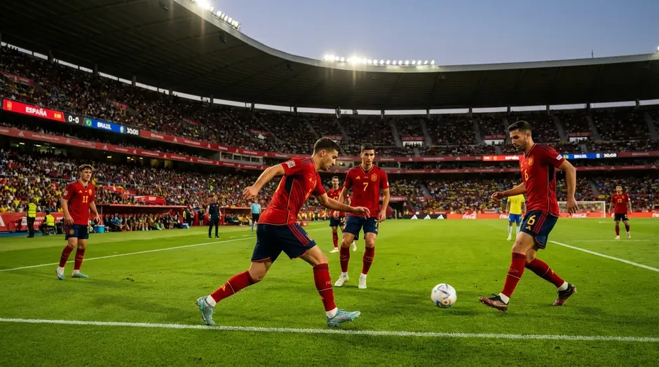Španělská reprezentace La Roja slaví triumf v tradičních červených dresech